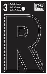 Hy-Ko 30400 Series 30428 Die-Cut Letter, Character: R, 3 in H Character, Black Character, Vinyl